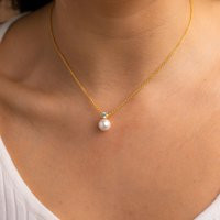 Pearl Necklace, Diamond Dainty Pendant, Bridal Wedding Pendant Chain, Mother's Day Gifts | Etsy (US)