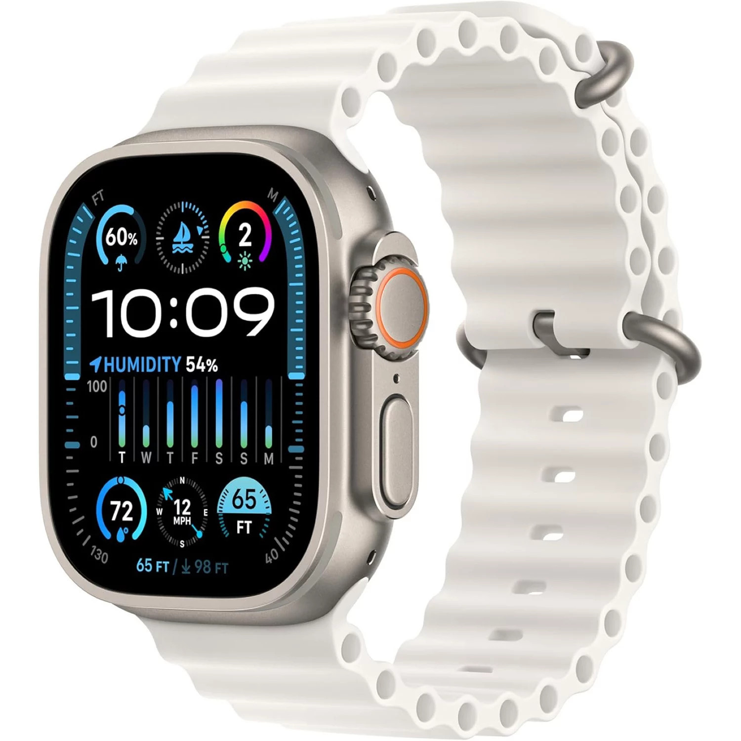 Apple Watch Ultra 2 GPS + Cellular 49mm Titanium Case:- Natural, White Ocean Band | Sam's Club