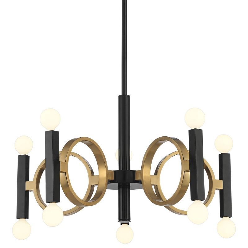 Possini Euro Design Gloss Black Brass Chandelier Lighting 23" Wide Mid Century Modern 10-Light Fi... | Target