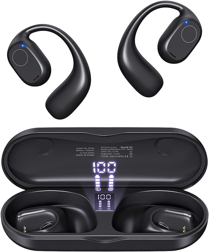 Open Ear Headphones, Bluetooth 5.3 Wireless Headphones with Digital Display Charging Case 40 Hour... | Amazon (US)