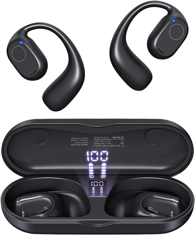 Open Ear Headphones, Bluetooth 5.3 Wireless Headphones with Digital Display Charging Case 40 Hour... | Amazon (US)