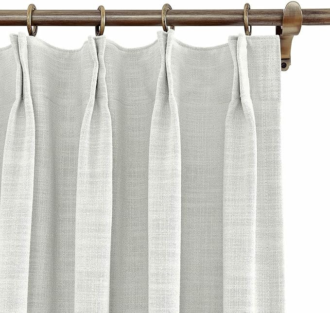 TWOPAGES 52 W x 96 L inch Pinch Pleat Darkening Drape Faux Linen Curtain with Blackout Lining Dra... | Amazon (US)