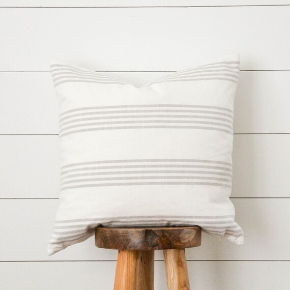 Blocked Gray Stripe Pillow Cover, Grey Stripe Decorative Pillow, Gray and White Stripe Throw Pill... | Etsy (US)
