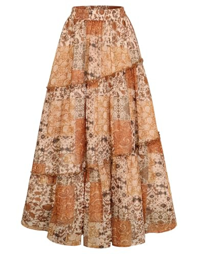 Scarlet Darkness Boho Maxi Skirt for Women Tiered Flowy Long Skirts with Pockets 2026 Summer Spri... | Amazon (US)