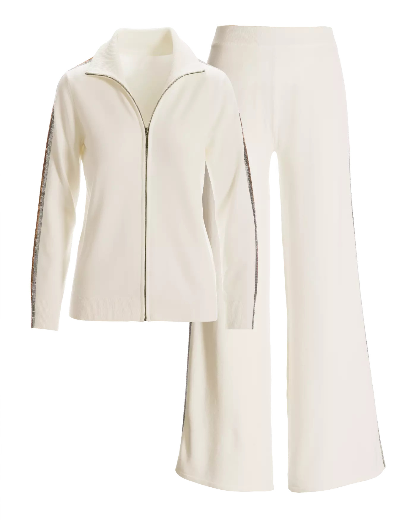 Sequin Stripe Sweater Lounge Set - Off White | Boston Proper | Boston Proper