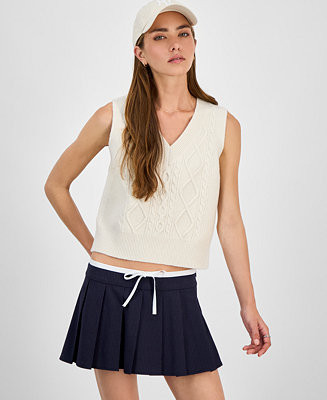 Hooked Up by IOT Juniors' Cable-Knit Sweater Vest - Macy's | Macy's