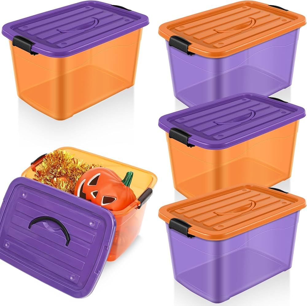 Amazon.com - Abbylike 4 Packs Holiday Seasonal Storage Bin Holiday Storage Totes with Lids Holida... | Amazon (US)