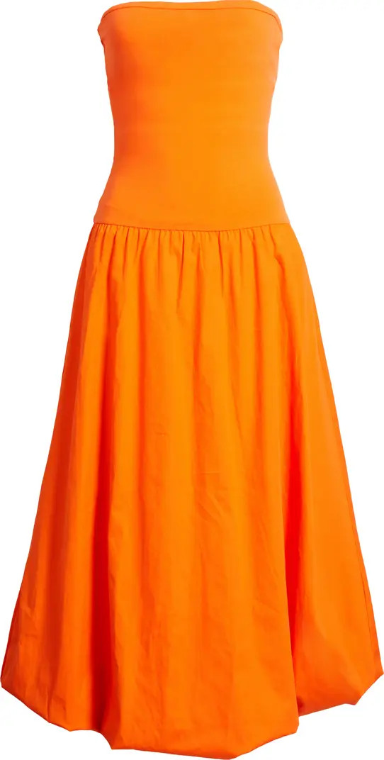 Luigi Mixed Media Strapless Bubble Hem Dress | Nordstrom