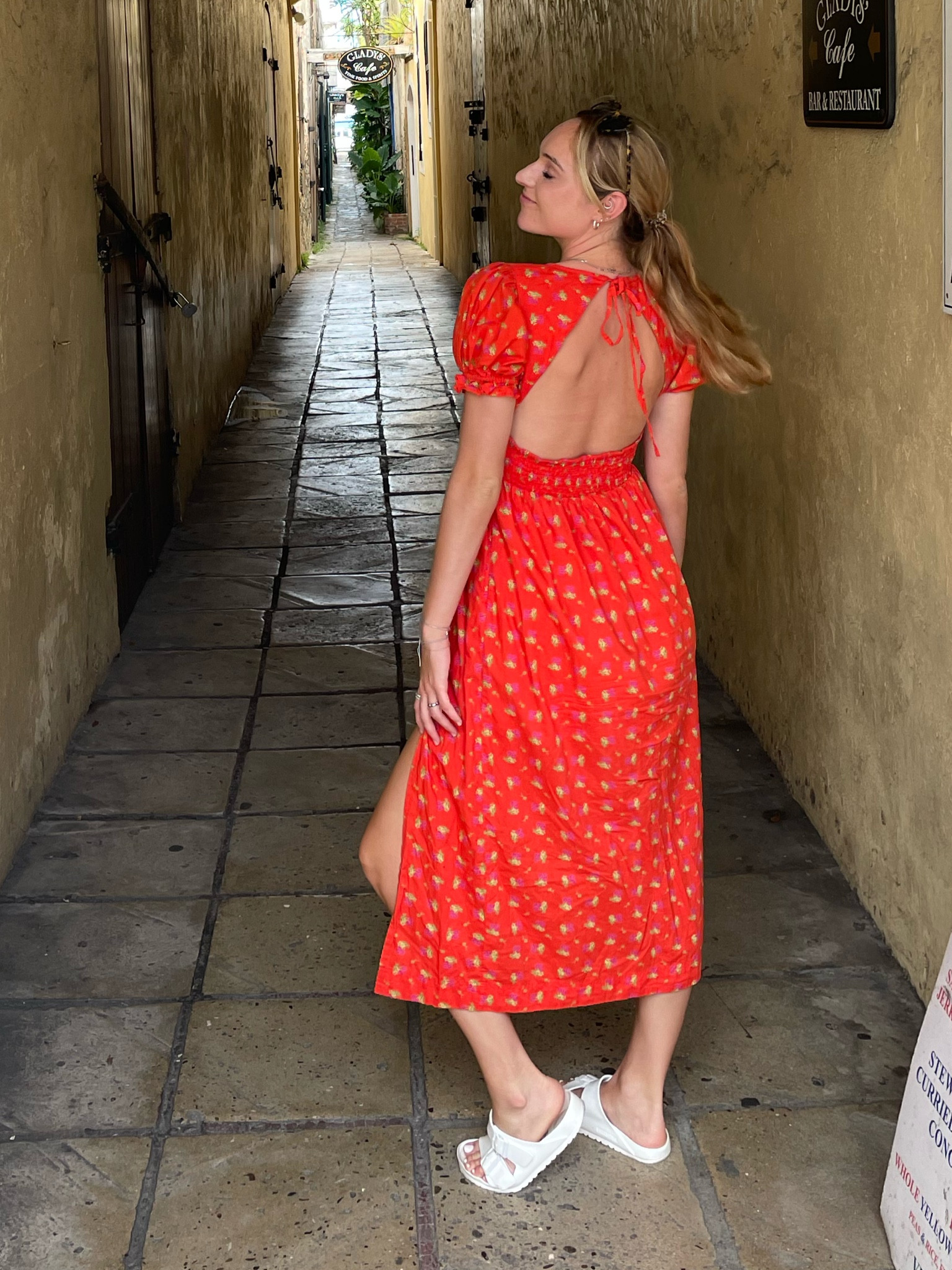 Gorgeous midi dress with side slit. Plus my go to Birks

#LTKstyletip #LTKunder50