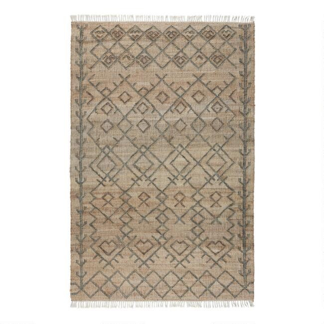 Natural And Sage Geometric Jute Accona Area Rug | World Market