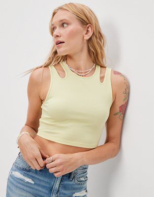 AE Shoulder Cutout Tank Top | American Eagle Outfitters (US & CA)