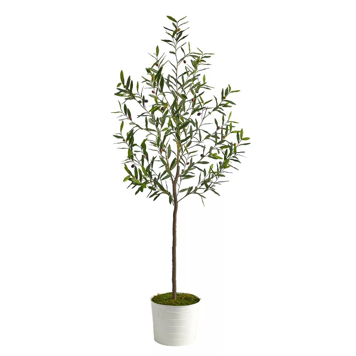 nearly natural 70-in. Olive Artificial Tree in White Tin Planter | Kohl's