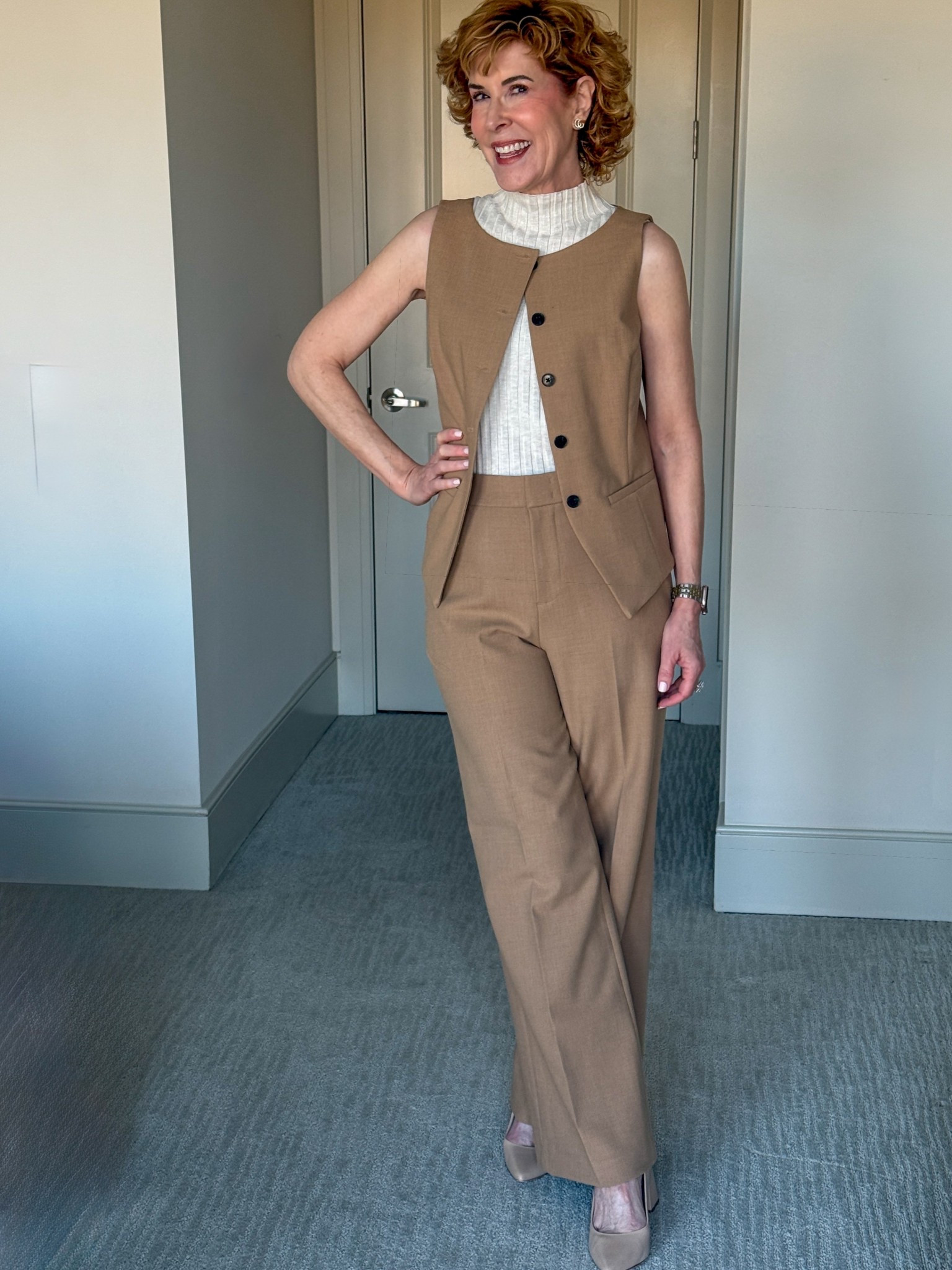 I love how this tailored vest and wide leg pant set instantly looks pulled together. TheI love how this tailored vest and wide leg pant set instantly looks pulled together. The all-season fabric has gorgeous drape with comfortable stretch, and you can wear the pieces together or mix them into other outfits to maximize cost per wear. Such a smart, versatile addition to a spring and summer wardrobe.

#LTKSaleAlert #LTKOver40 #LTKSpringSale