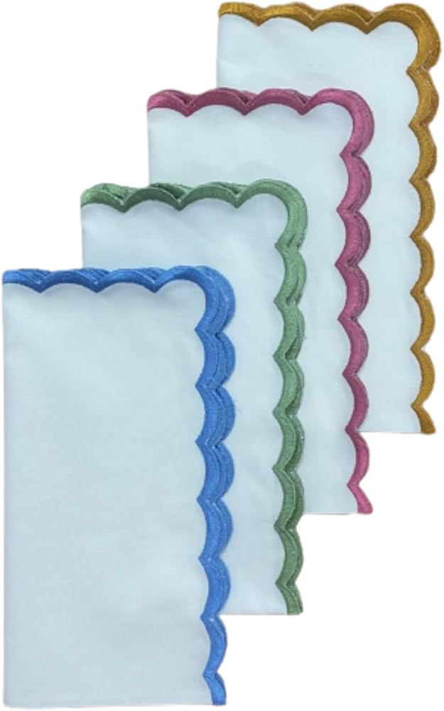 Ridhi Cloth Scallop Napkins 100% Pure Cotton Farmhouse Wedding Dinner Napkins for Halloween, Than... | Amazon (US)