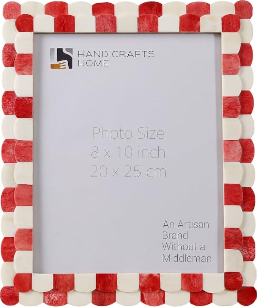 Handicrafts Home 8x10 Picture Frame, Red White Handmade Scallop pattern Bone inlay Photo Frame fo... | Amazon (US)