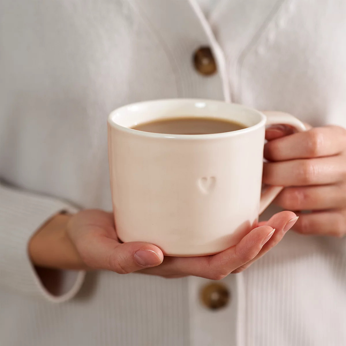 The White Company Burnham Heart Mug, Pink/White, Size: One Size | The White Company UK & ROW