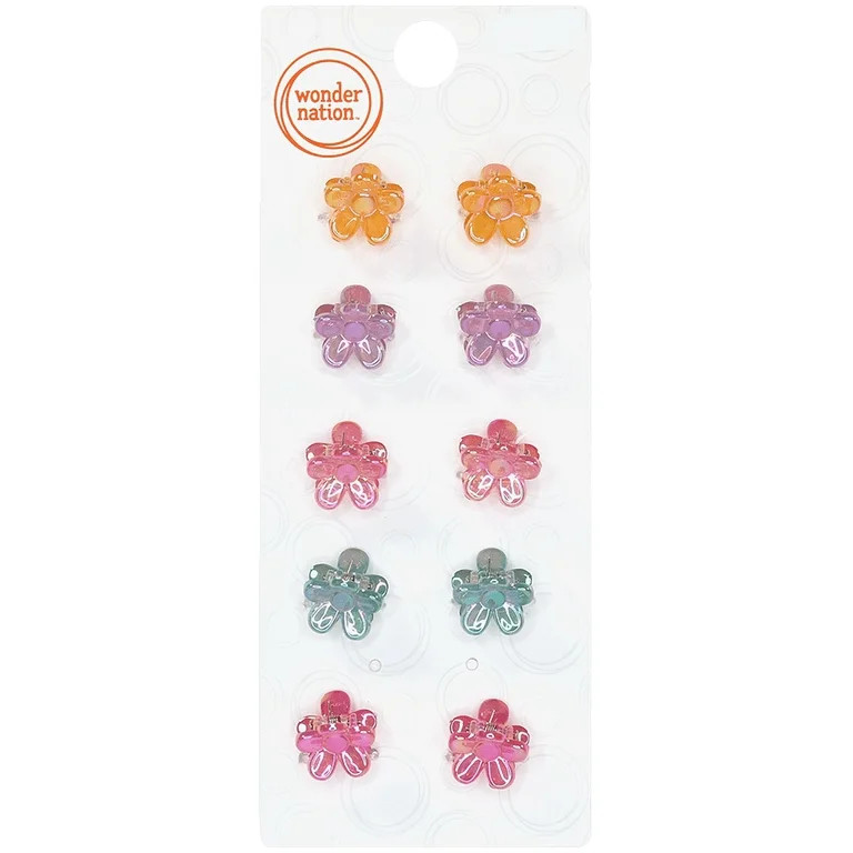 Wonder Nation Flower Mini Claw Clips, 10-Piece | Walmart (US)