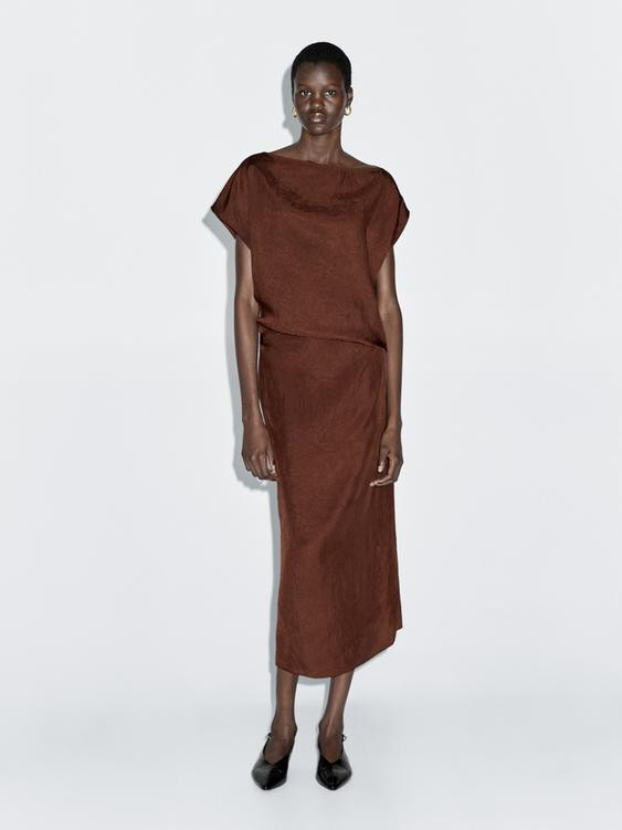 Long dress with gathered waist detail | Zara US