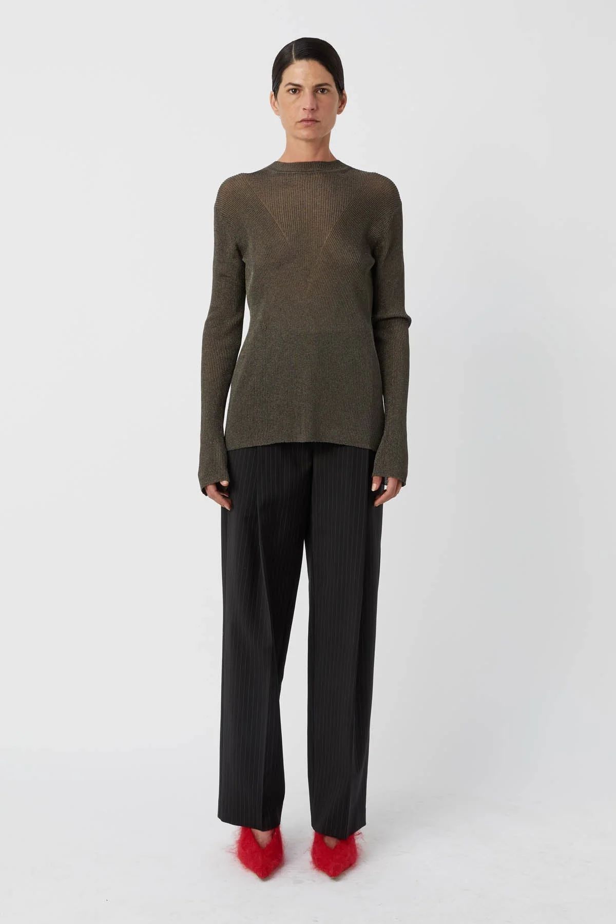 CAMILLA AND MARC Neveah Long Sleeved Top in Gunmetal Grey. | Camilla and Marc