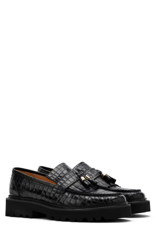 MARC NOLAN Journey Croc Embossed Tassel Loafer in Black Croc Emobossed at Nordstrom, Size 11 | Nordstrom