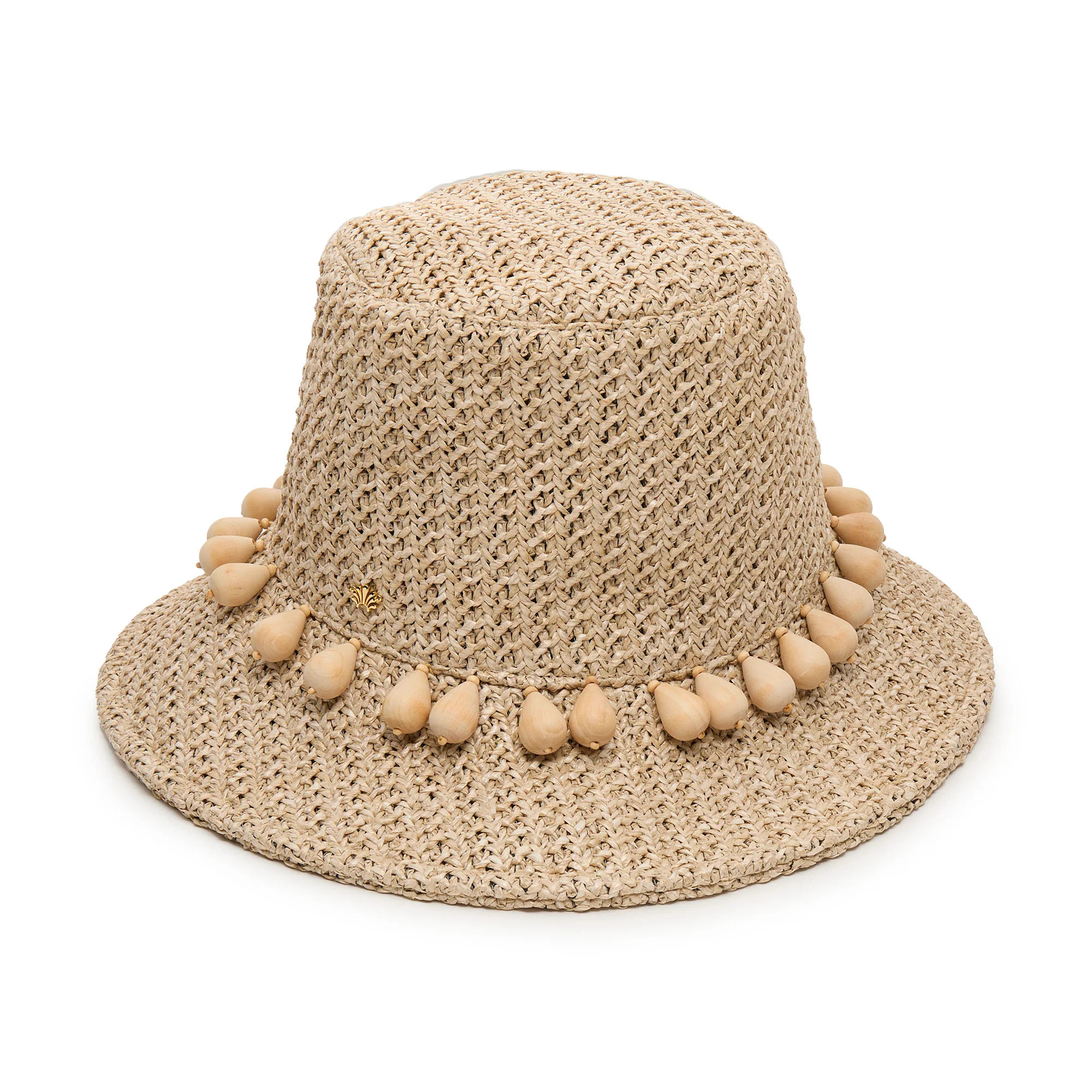 NATURAL SEDONA WOODEN DROP RAFFIA HAT | LELE SADOUGHI