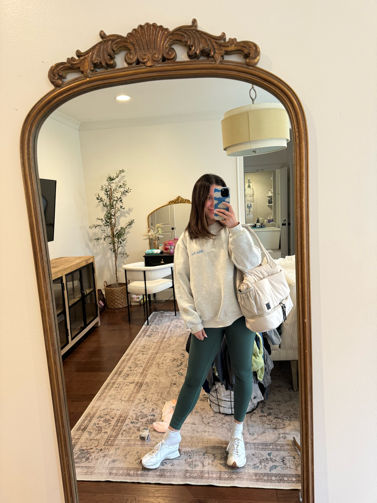 Outfit of the day details! Leggings are Acta (not linkable) and crew is White Fox (also not linkable). Linking my shoes, bag and phone case!! 

#LTKitbag #LTKshoecrush