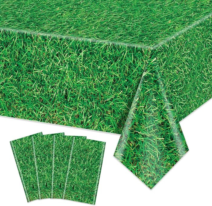 Golf Theme Grass Tablecloth, 4 Pcs Golf Table Cloths Plastic Green Grass Field Table Cover for Go... | Amazon (US)