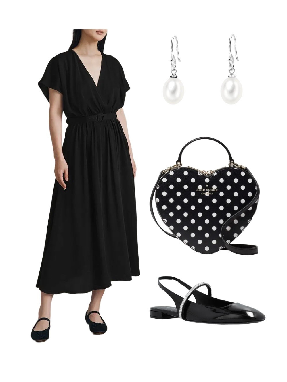 Outlet sale outfit! Find these beautiful styles on BrandAlley now 

Black midi dress by Ghost 

Pearl & Silver Drop Earrings from Dower and Hall

Heart Polka Dot Bag - Kate Spade

Black Patent / Diamanté Detailed Flats - Stuart Weitzman 

#LTKuk #LTKsale #LTKeurope