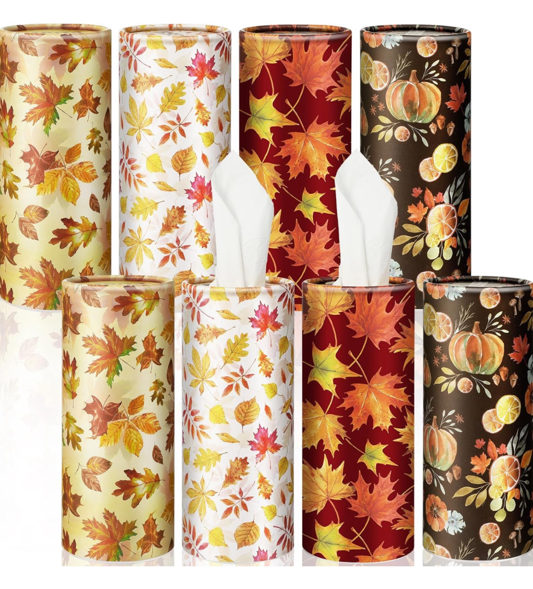 Pasimy 8 Pack Fall Tissues for Car Tissues Cylinder Bulk Autumn Pumpkin Facial Tissue Paper Tube Car Tissues Box for Thanksgiving Travel Tissue Cup Holder(Maple Leaves

#LTKSeasonal #LTKTravel