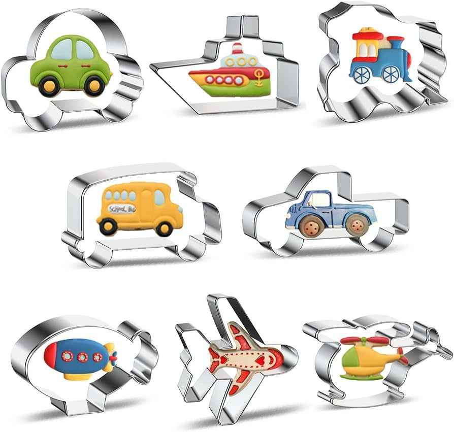 Travel Cookie Cutter Set 8-Piece Transportation and Vehicles Cookie Cutters with Car, Airplane, T... | Amazon (US)