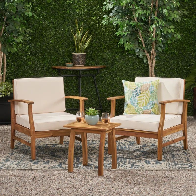 Bevelyn Solid Wood 2 - Person Seating Group with Cushions | Wayfair North America