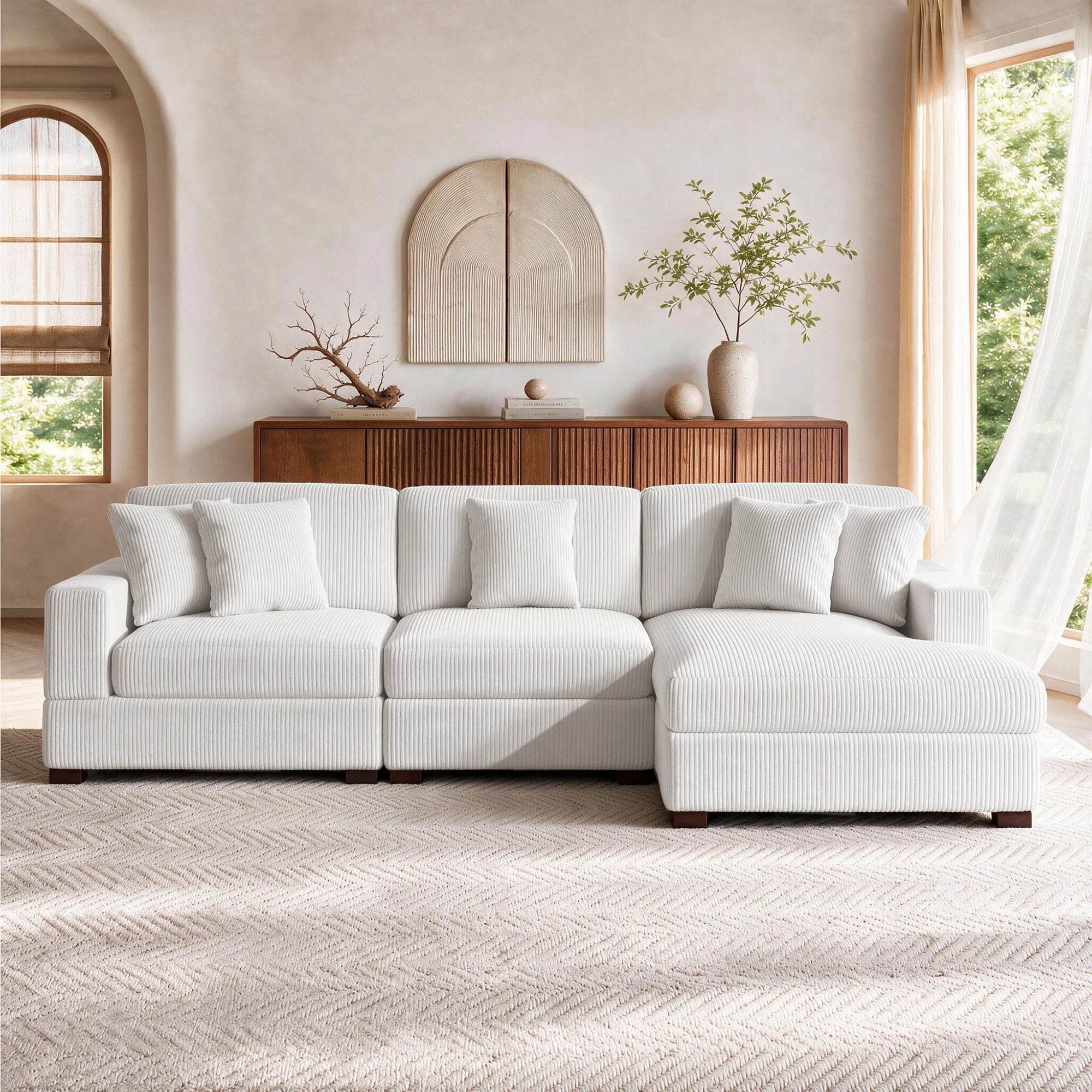 Milbrey 3 - Piece Corduroy Modular Sectional Sofa | Wayfair North America