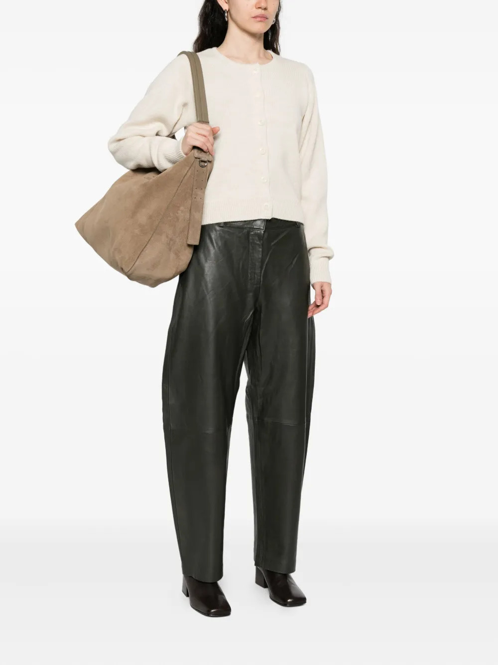 LEMAIRE Belted Suede Shoulder Bag | Grey | FARFETCH UK | Farfetch Global