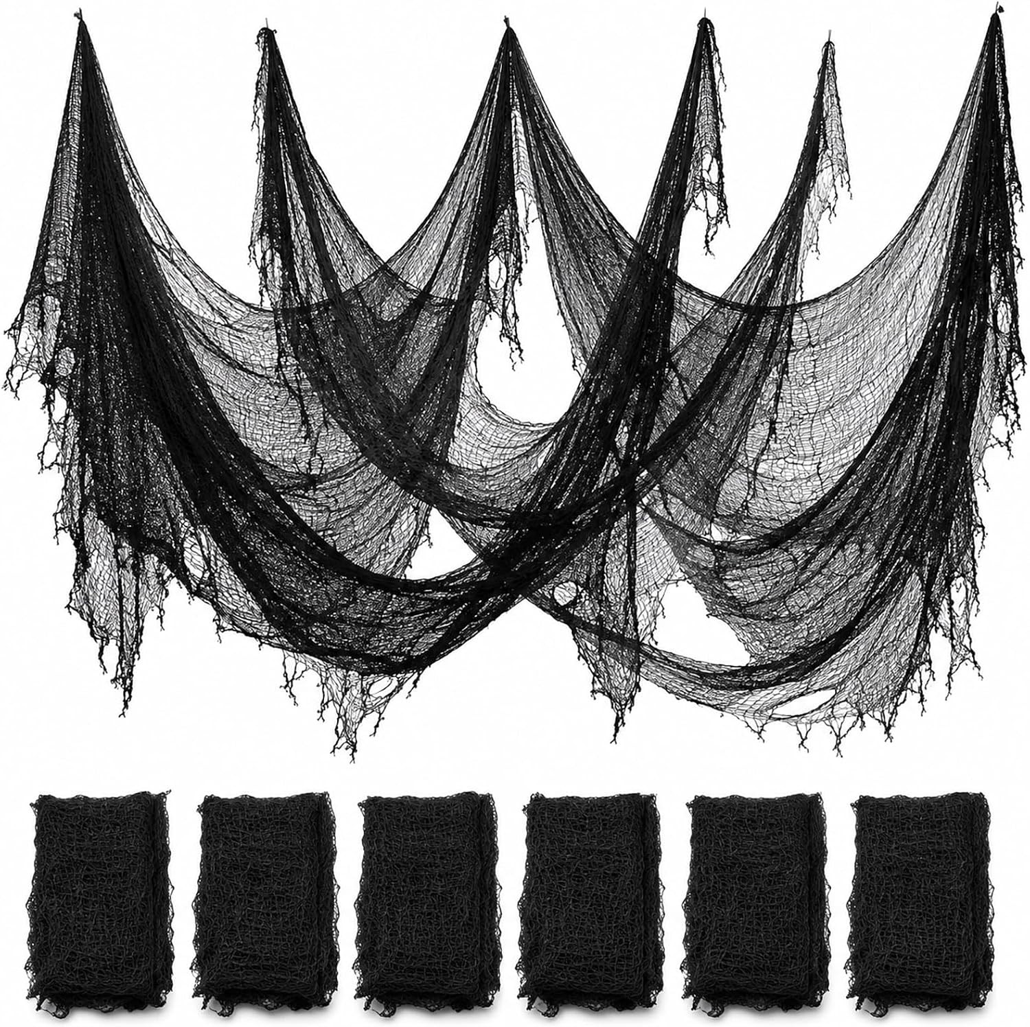 6 Pack Black Halloween Creepy Cloth 30 × 75 Inch - Halloween Cheesecloth Decoration Spooky Scary... | Amazon (US)