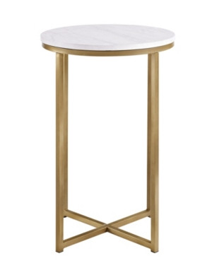 Walker Edison 16" Modern Faux-Marble Side Table with Gold Base | Macys (US)