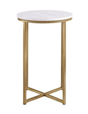 Walker Edison 16" Modern Faux-Marble Side Table with Gold Base | Macys (US)