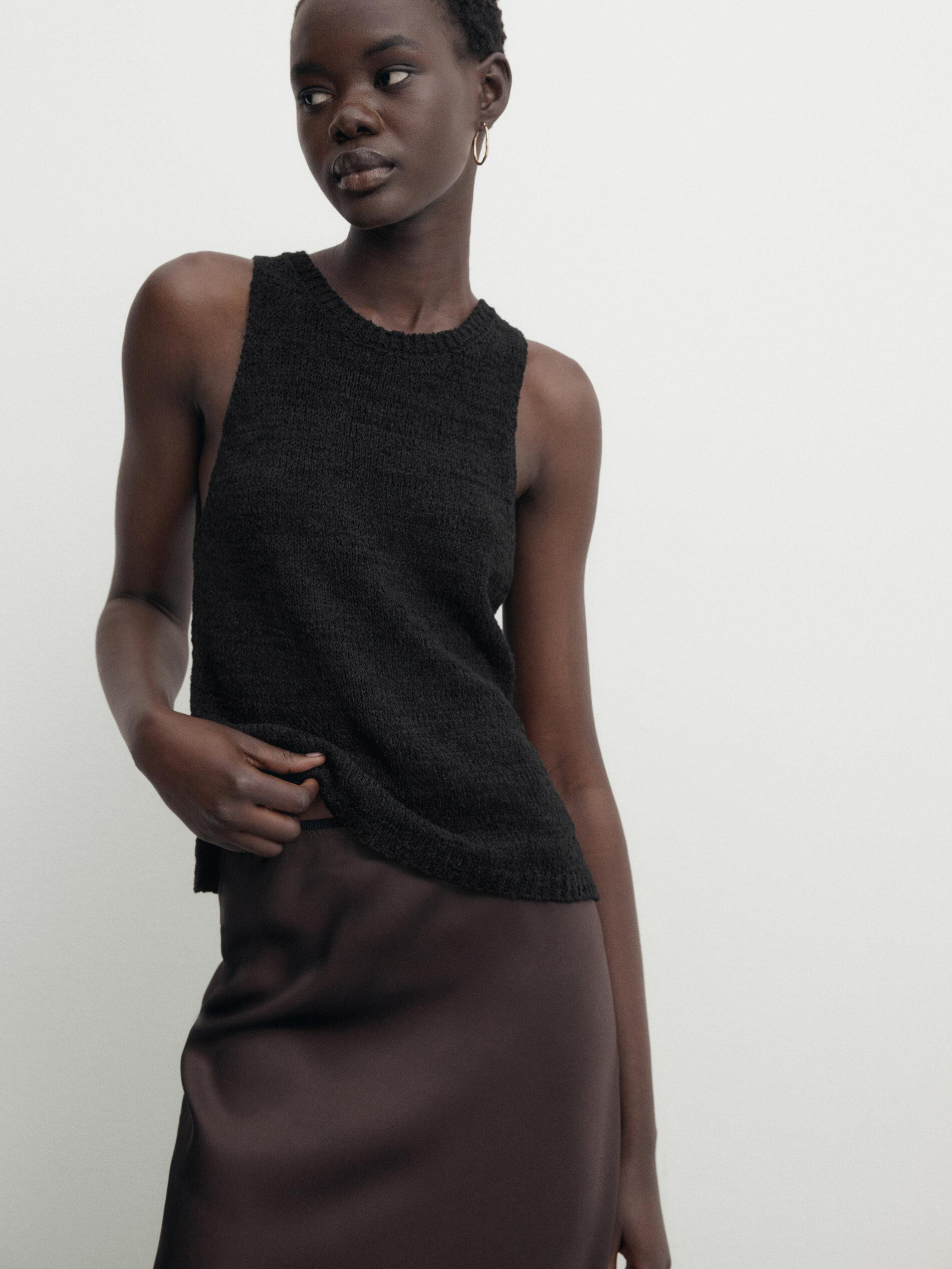 Satinierter Midirock in Lingerie-Optik | Massimo Dutti DE