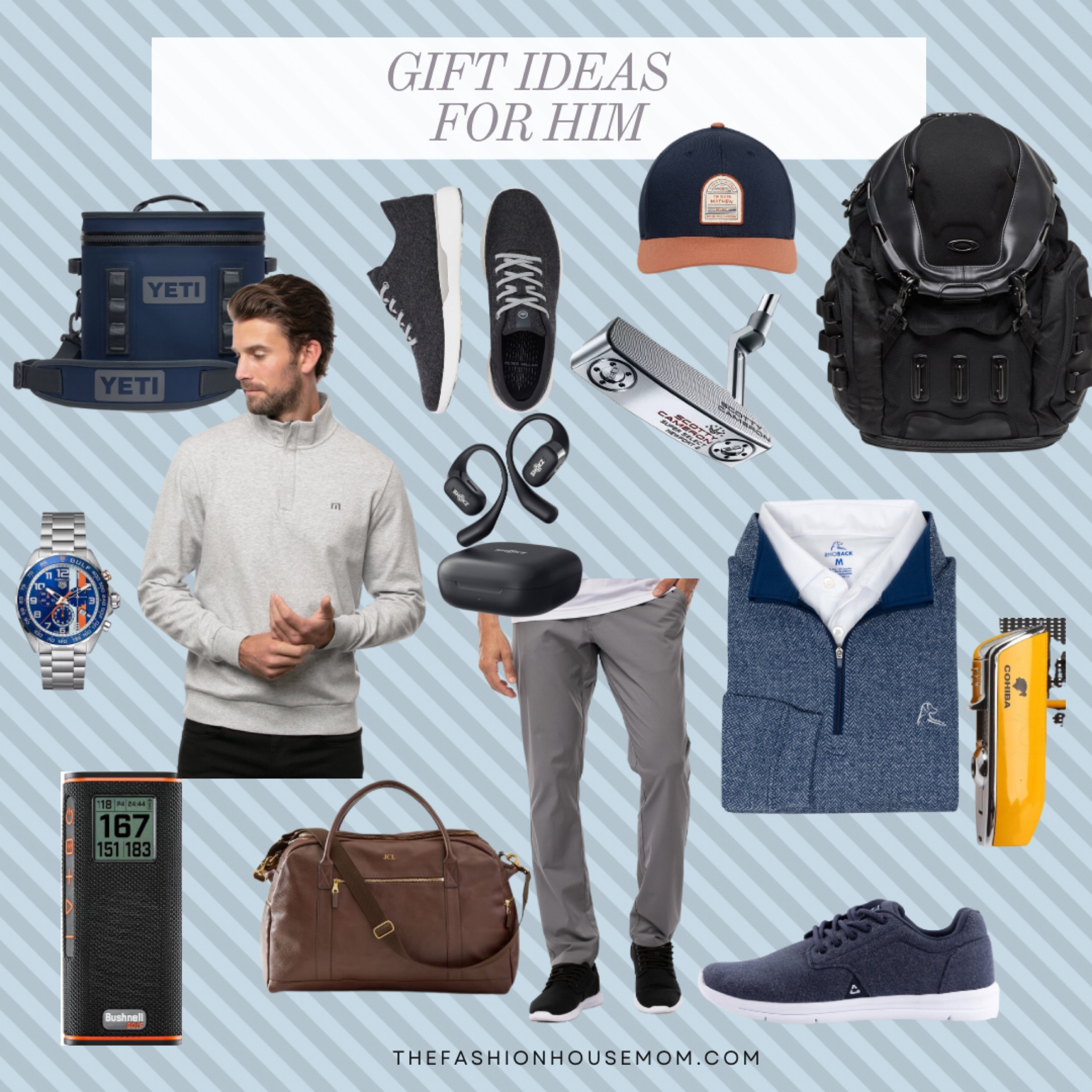 Gifts ideas for him- elevated gift ideas for  him. 
Overnight bag, Bluetooth speaker, cigar lighter, cooler, backpack, watch, ear buds, hat, pullover, hoodie, sneakers. 


#LTKHoliday #LTKmens #LTKGiftGuide