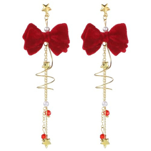 Christmas Earrings for Women, Red Bow Earrings, Christmas Stud Dangle Jewelry Earrings Large Chunky Flower Bow Stud Dangle | Amazon (US)