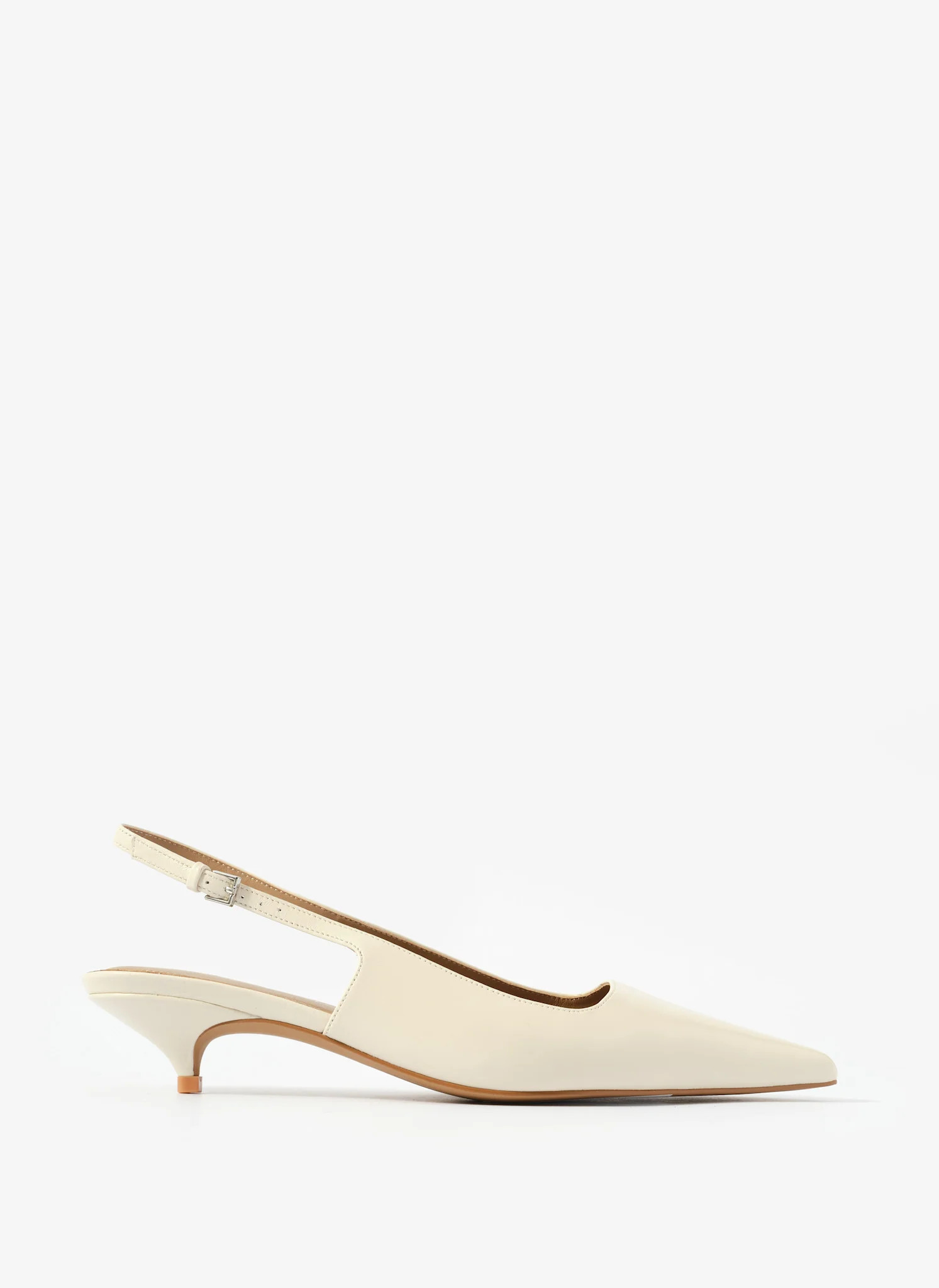 Mila Cream Leather Kitten Heel | Mint Velvet