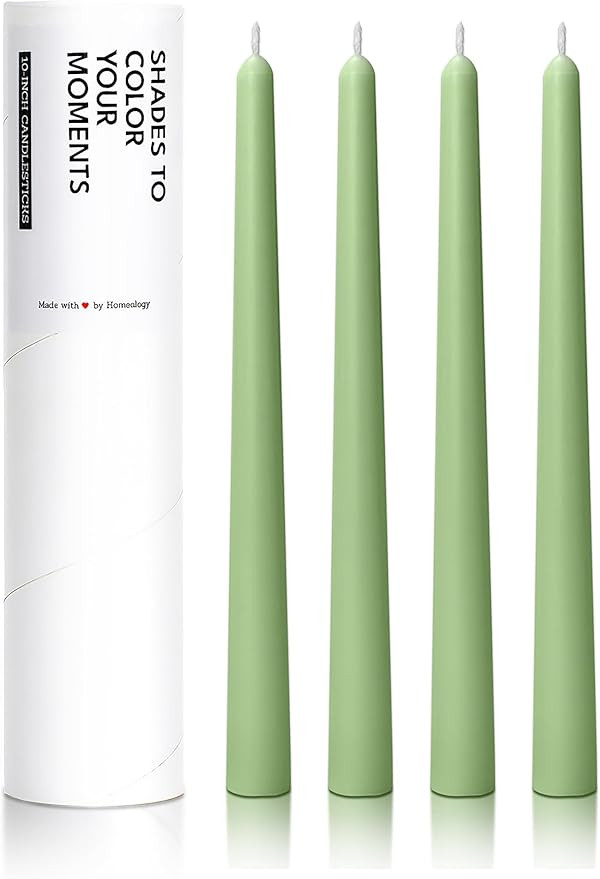 10" Classic Taper Candles, Spring Green, 4-Pack, 7-8 Hours Long Burning, Unscented Tall Candlesti... | Amazon (US)
