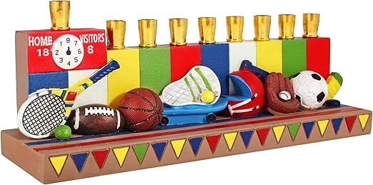 Aviv Judaica Hanukkah Sports Menorah for Kids, Functional Poly Resin Chanukah Candles Childrens M... | Amazon (US)