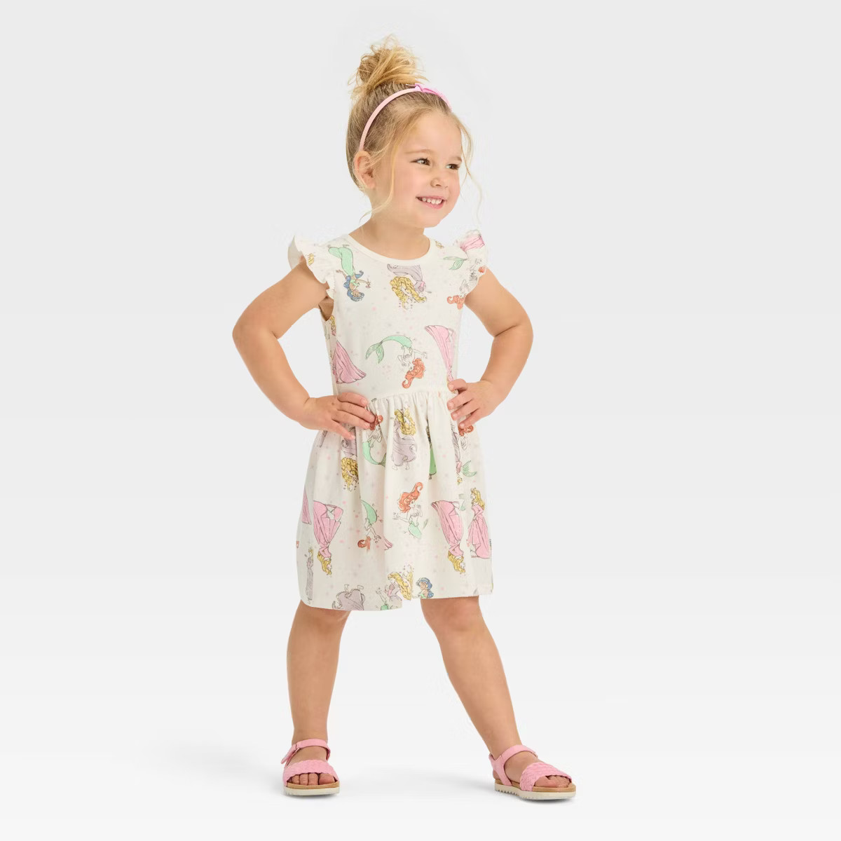 Toddler Girls' Disney Short Sleeve Dress - Beige | Target