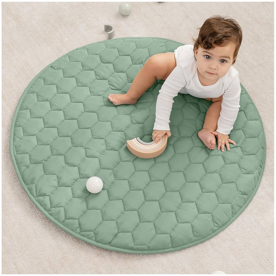 Comfy Cubs Round Kids Play Mat -Small 36 inches Soft Quilted Baby Floor Mat with Non-Slip Bottom ... | Amazon (US)