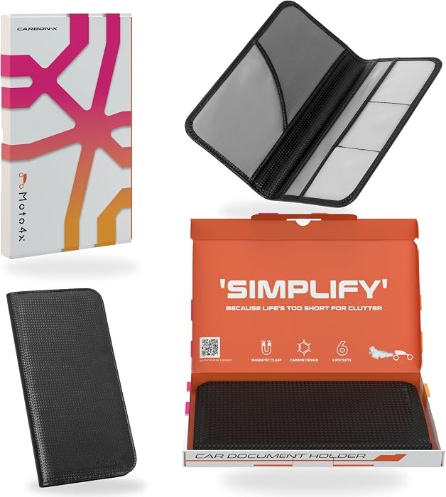 Carbon Black Magnetic Shut Premium PU Leather Insurance and Registration Holder, Glove Box Organi... | Amazon (US)