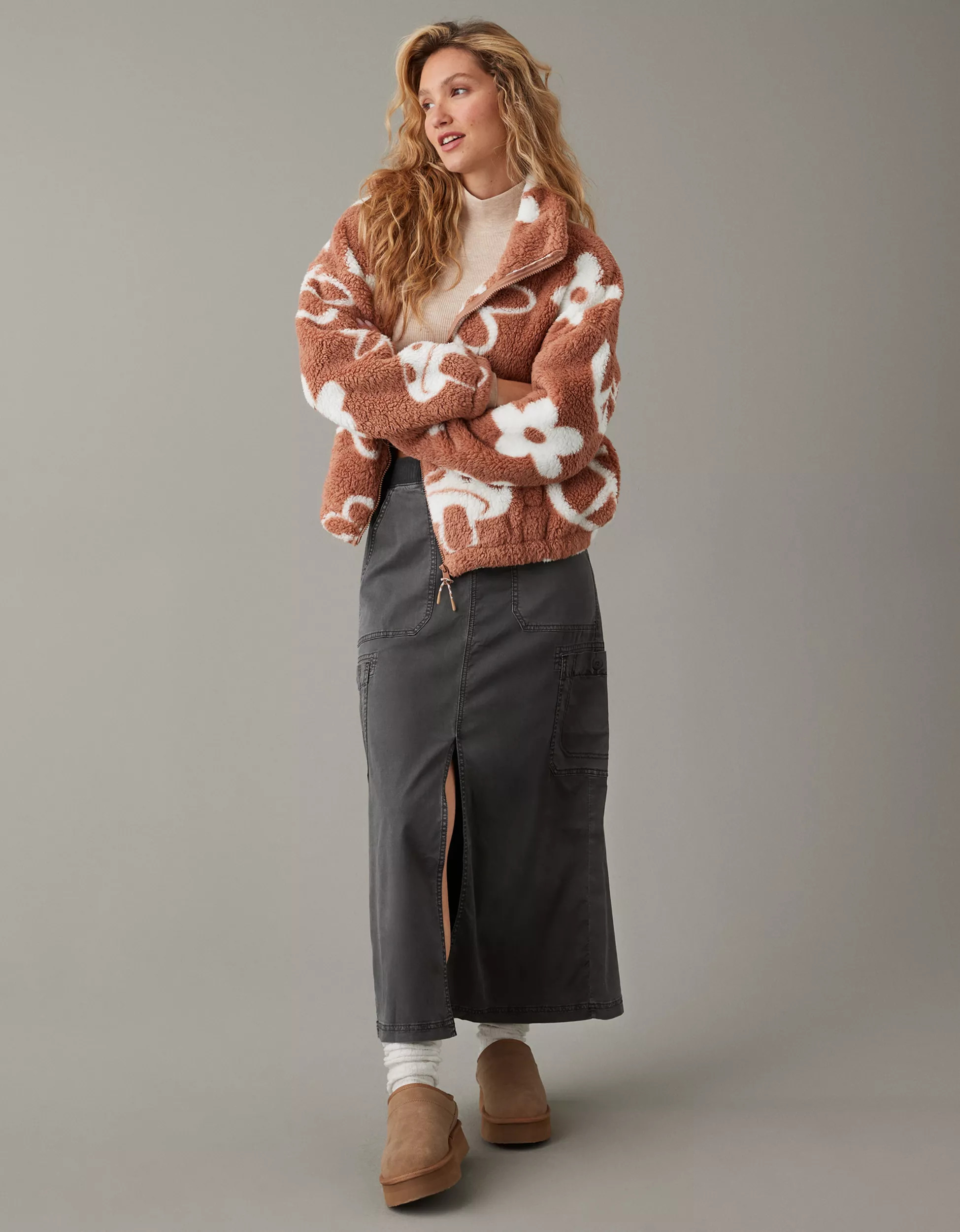 AE Zip-Up Bear Hug Sherpa Jacket | American Eagle Outfitters (US & CA)