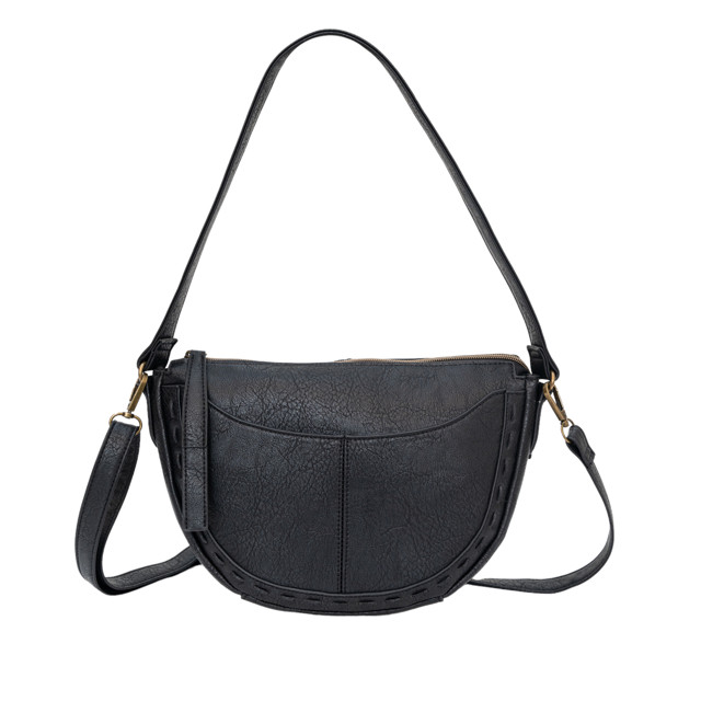 T-Shirt & Jeans Women's Pria Vegan Leather Shoulder Handbag, Black - Walmart.com | Walmart (US)