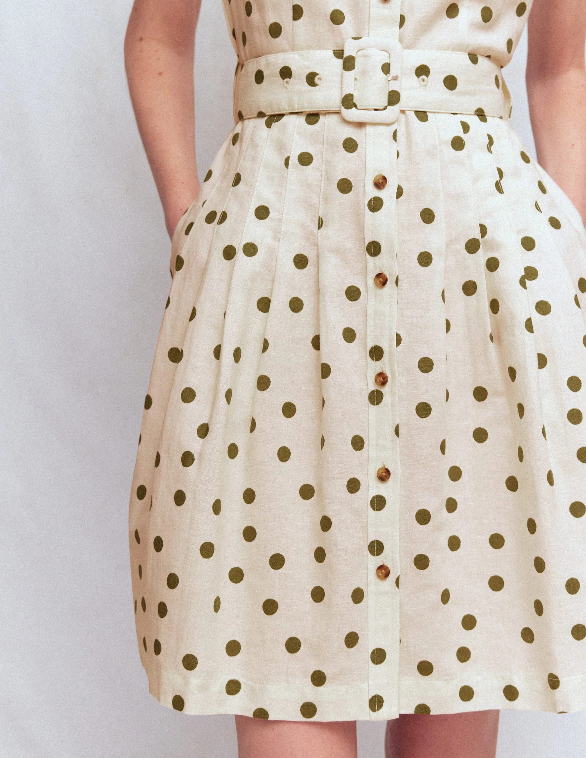 Arabella Short Linen Dress-Ivory Painted Dot Spaced | Boden (US)