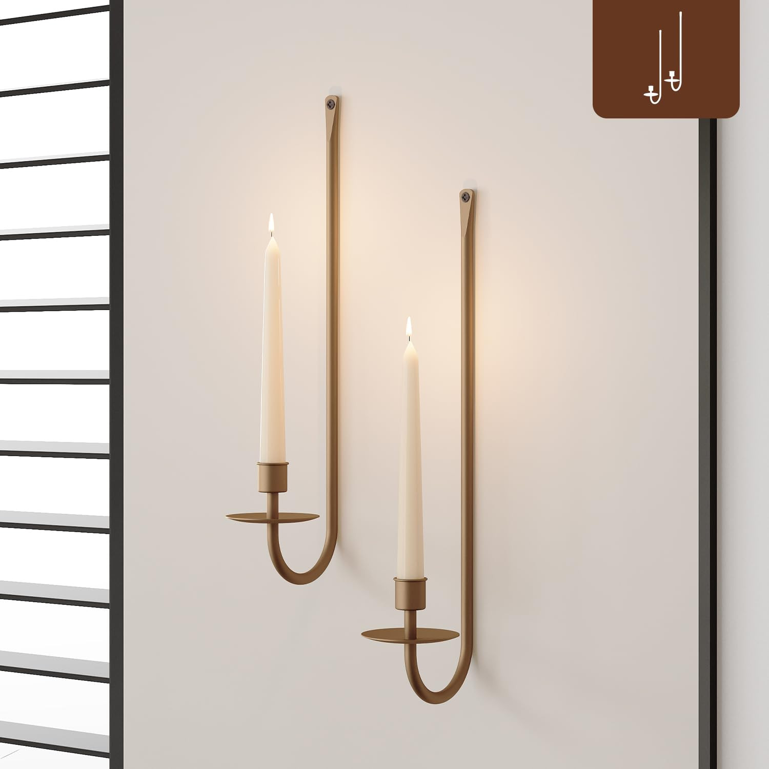 Metal Wall Candle Sconce Holder Set of 4 Wall Mount Candle Holder Pillar Holder Brass Modern Wall... | Amazon (US)