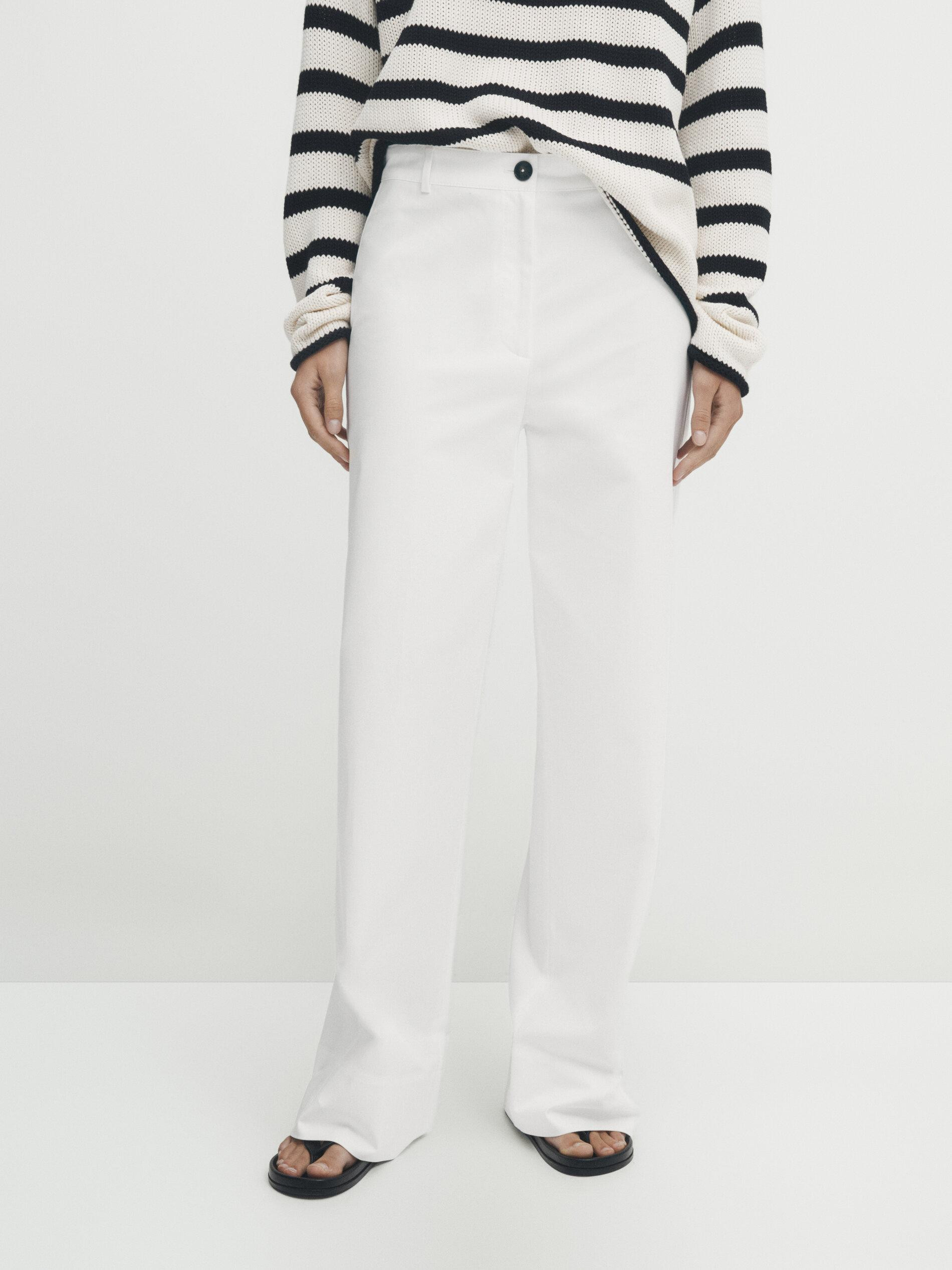 Gerade geschnittene Full Length-Hose aus Baumwolle | Massimo Dutti DE